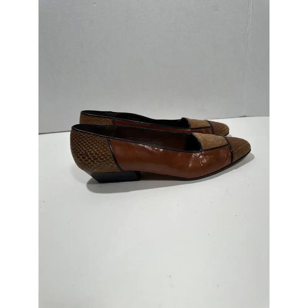 Martinez Valero Shoe Women‎ Pumps Brown Suede Leather Heels 8 Spain Vintage 80’s
